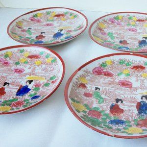 4 antique porcelain saucers Japan (#EV342)